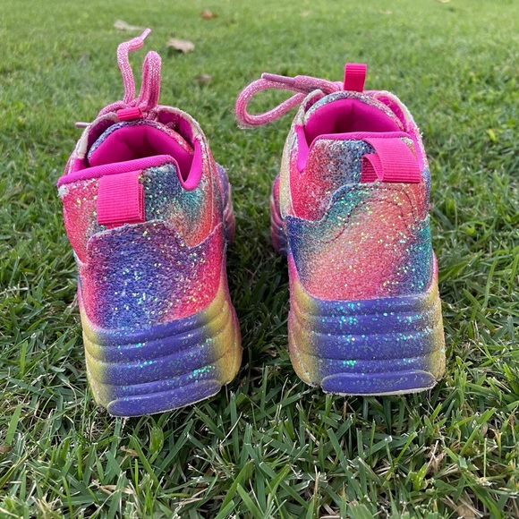 Girls Steve Madden Glitter Colorful Sneaker 3 - Picture 6 of 8